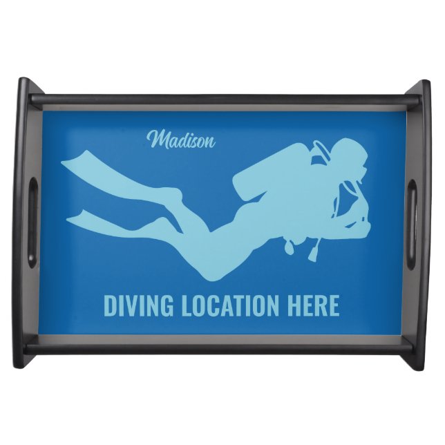 Custom Name & Text Scuba Diving Serving Tray (Front)
