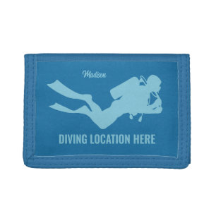Custom Name & Text Scuba Diving Trifold Wallet