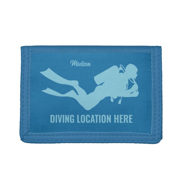 Custom Name & Text Scuba Diving Trifold Wallet (Front)