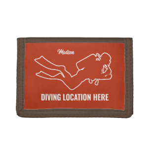 Custom Name & Text Scuba Diving Trifold Wallet