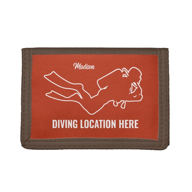 Custom Name & Text Scuba Diving Trifold Wallet (Front)