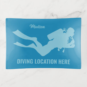 Custom Name & Text Scuba Diving Trinket Tray