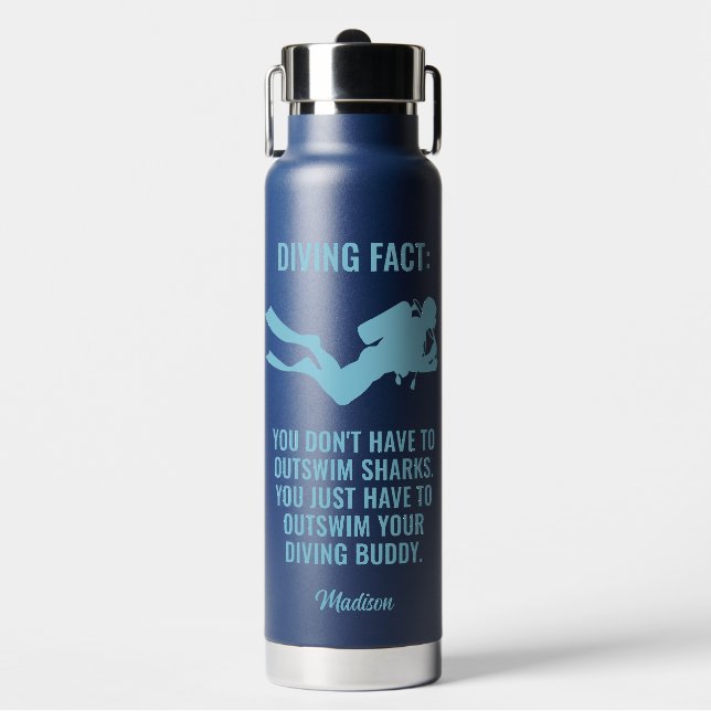 Custom Name & Text Scuba Diving Water Bottle (Front)