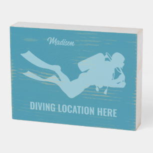 Custom Name & Text Scuba Diving Wooden Box Sign