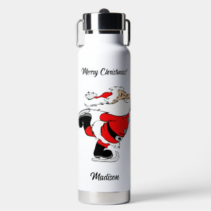 Custom Name & Text Skating Santa Water Bottle