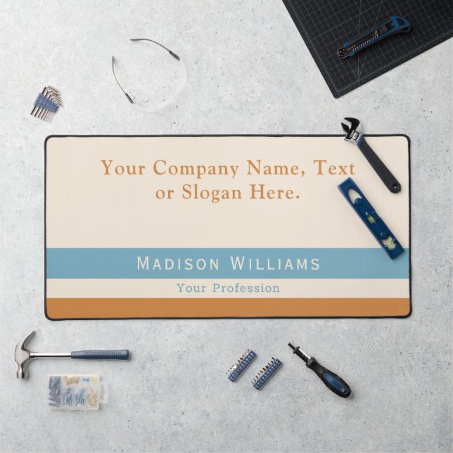Custom Name Text Slogan Office or Personal Retro  Desk Mat (Workstation)