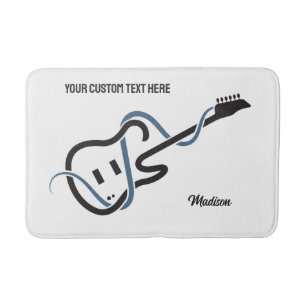 Custom Name & Text Stylized Guitar Bath Mat