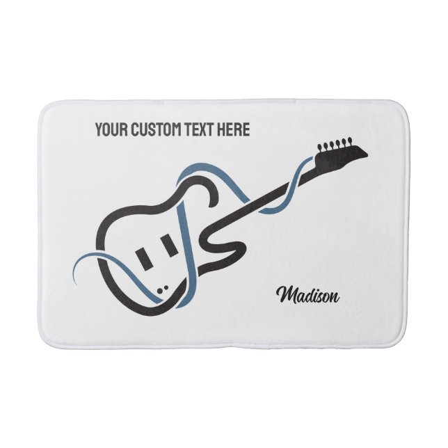 Custom Name & Text Stylized Guitar Bath Mat (Front)