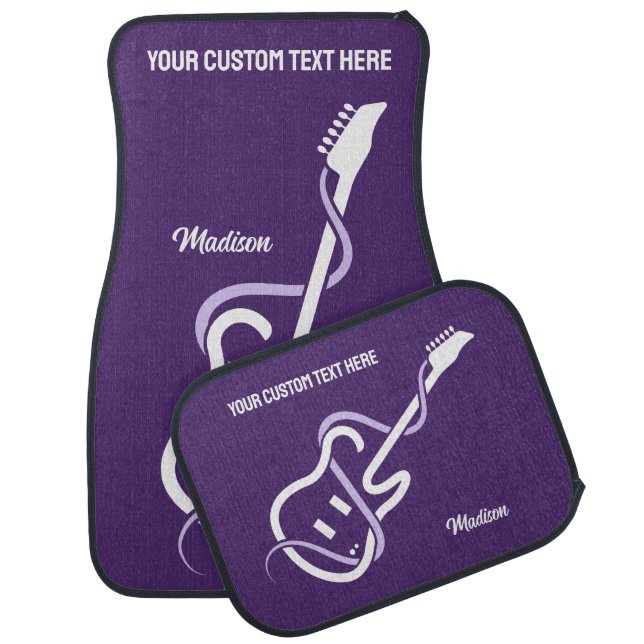 Custom Name & Text Stylized Guitar Car Floor Mat (Set)
