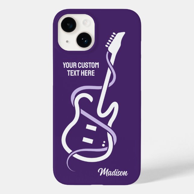 Custom Name & Text Stylized Guitar Case-Mate iPhone Case (Back)