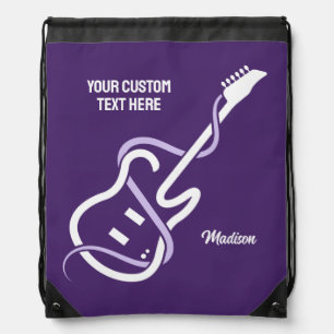 Custom Name & Text Stylized Guitar Drawstring Bag