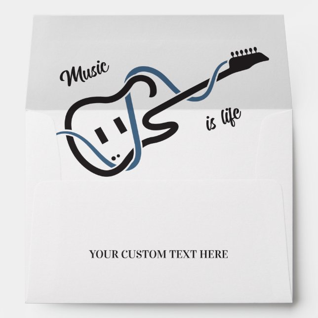 Custom Name & Text Stylized Guitar Envelope (Back (Bottom))
