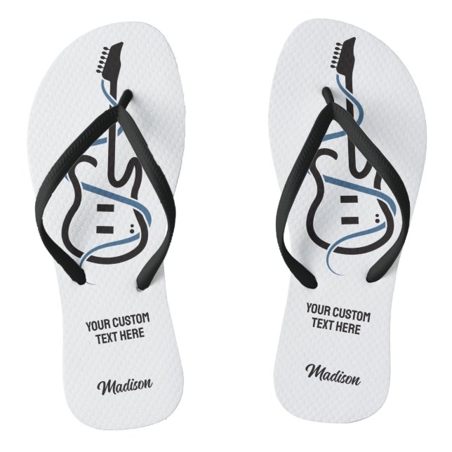 Custom Name & Text Stylized Guitar Flip Flops (Footbed)
