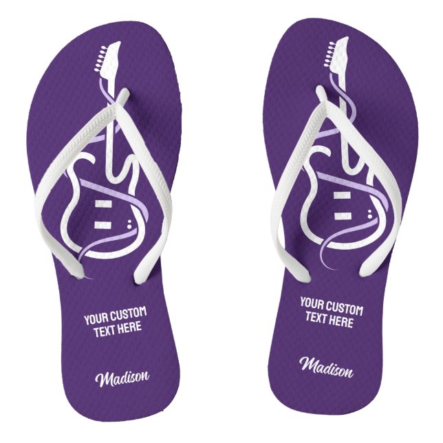Custom Name & Text Stylized Guitar Flip Flops (Footbed)
