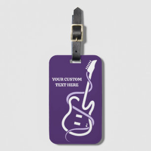 Custom Name & Text Stylized Guitar Luggage Tag