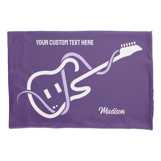 Custom Name & Text Stylized Guitar Pillow Case (Front)
