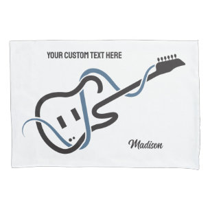 Custom Name & Text Stylized Guitar Pillow Case