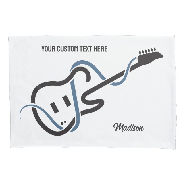 Custom Name & Text Stylized Guitar Pillow Case (Front)