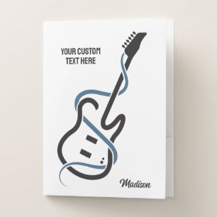 Custom Name & Text Stylized Guitar Pocket Folder