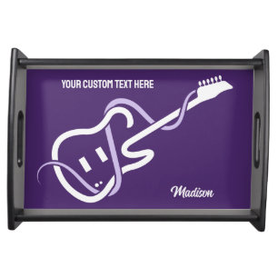 Custom Name & Text Stylized Guitar Serving Tray