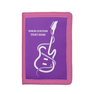Custom Name & Text Stylized Guitar Tri-fold Wallet