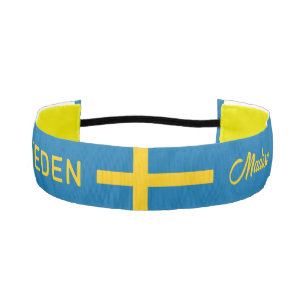 Custom Name & Text Swedish Flag Athletic Headband