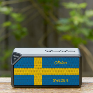 Custom Name & Text Swedish Flag Bluetooth Speaker
