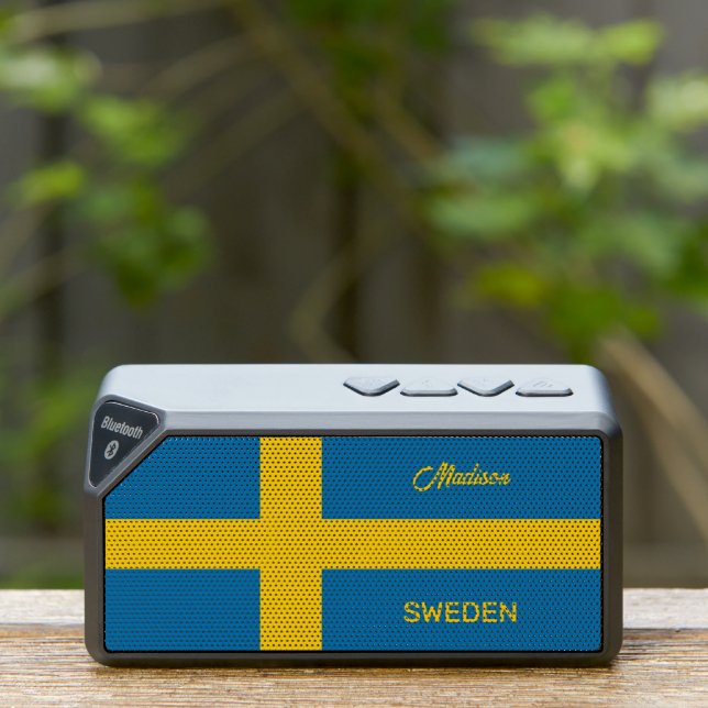 Custom Name & Text Swedish Flag Bluetooth Speaker (Insitu(Outdoor))