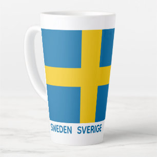 Custom Name & Text Swedish Flag Latte Mug