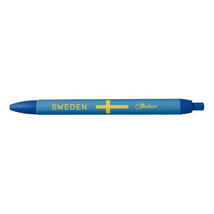Custom Name & Text Swedish Flag Pen