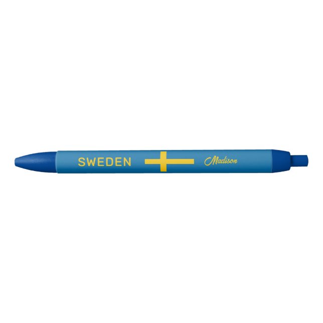 Custom Name & Text Swedish Flag Pen (Front)