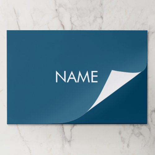 Custom name text teal blue white placemats