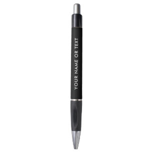 Custom Name Text Template Elegant Black White Pen