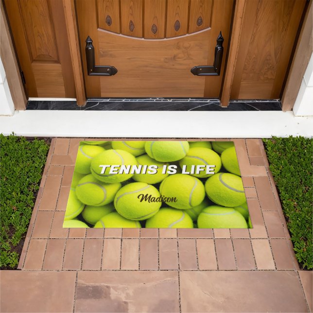 Custom Name & Text Tennis Balls Doormat (Outdoor)