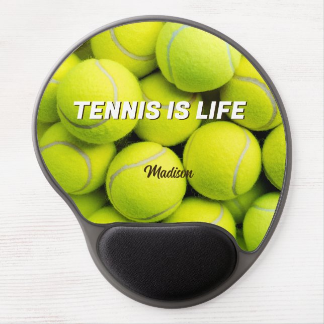 Custom Name & Text Tennis Balls Gel Mouse Pad (Front)