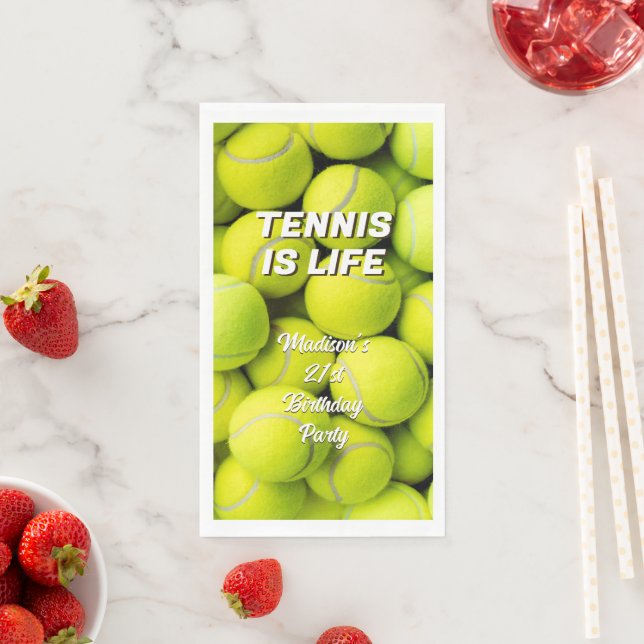 Custom Name & Text Tennis Balls Paper Guest Towels (Insitu)