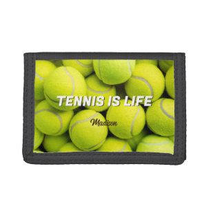 Custom Name & Text Tennis Balls Tri-fold Wallet