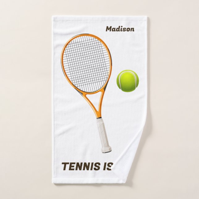 Custom Name & Text Tennis Hand Towel (Hand Towel)