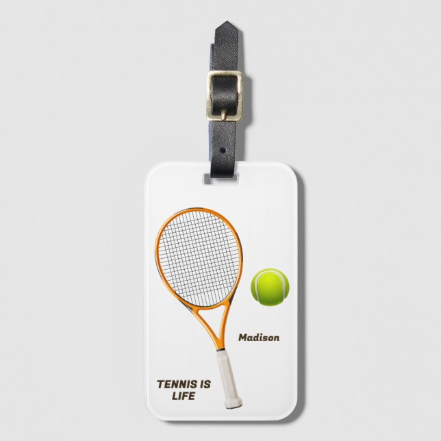 Custom Name & Text Tennis Luggage Tag (Front Vertical)