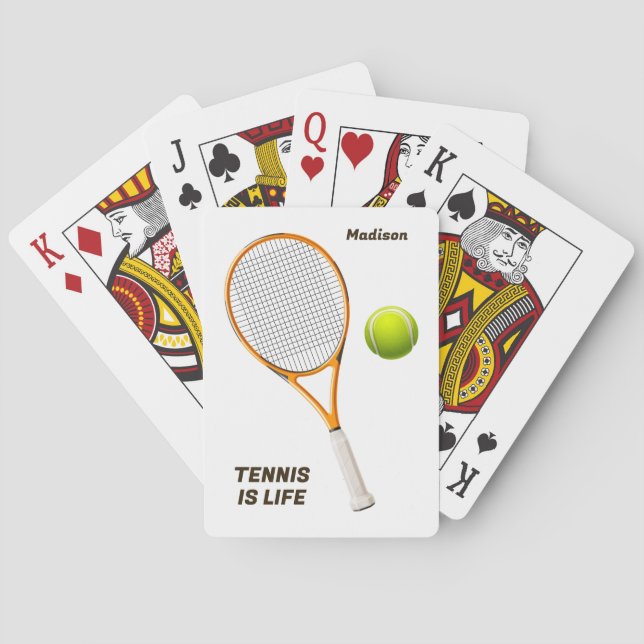 Custom Name & Text Tennis Poker Cards (Back)