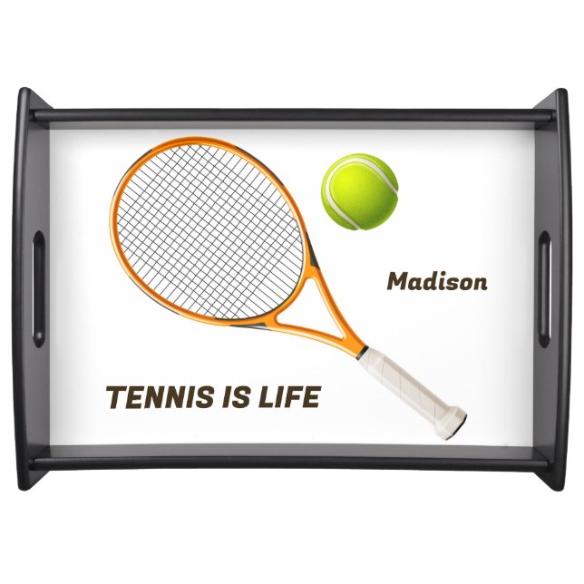 Custom Name & Text Tennis Serving Tray (Front)