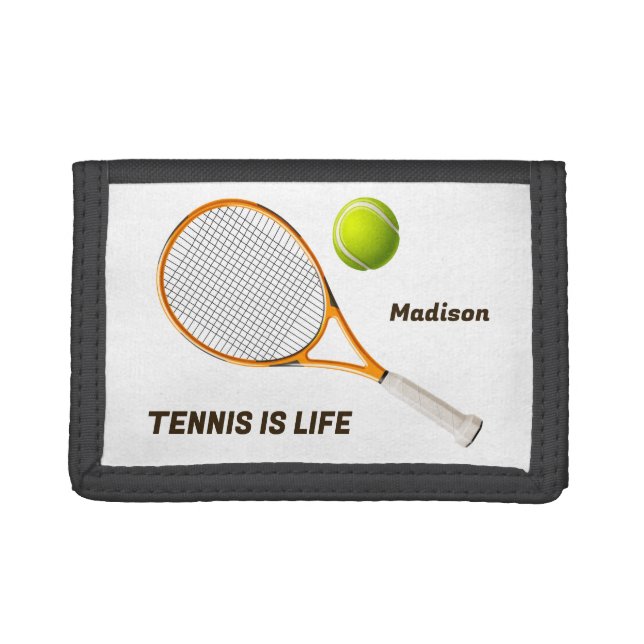 Custom Name & Text Tennis Trifold Wallet (Front)