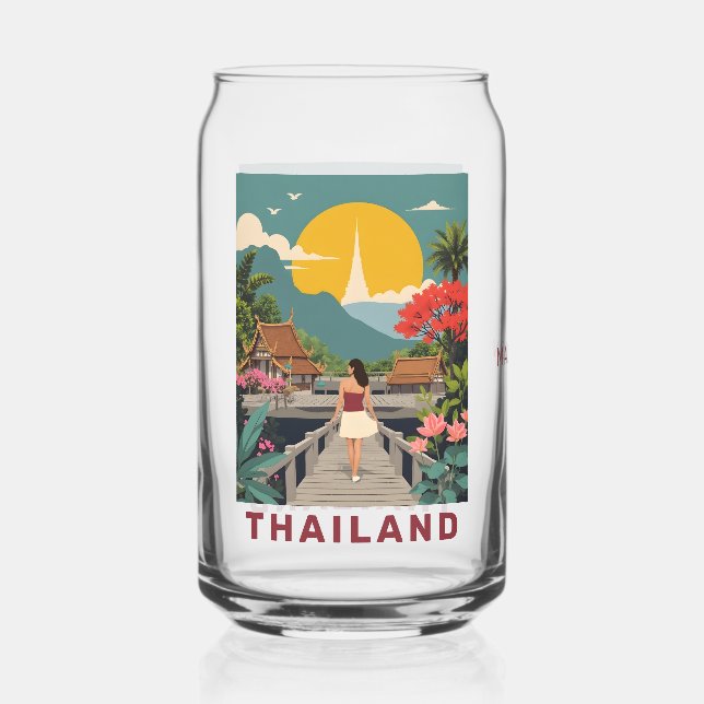 Custom Name / Text Thailand Can Glass (Front)