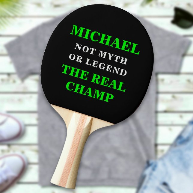 Custom Name Text The Real Champion Personalized Ping Pong Paddle (Creator Uploaded)