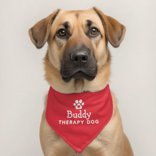 Custom Name & Text Therapy Dog Pet Bandana Collar