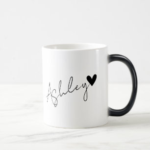 Custom Name Text Tiny Black Heart Simple Ashley Color Morph Mug