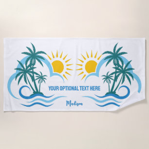 Custom Name & Text Tropical Islands Beach Towel