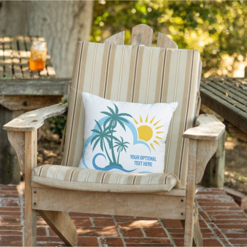 Custom Name  Text Tropical Islands Outdoor Pillow