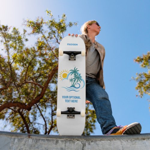 Custom Name  Text Tropical Islands Skateboard