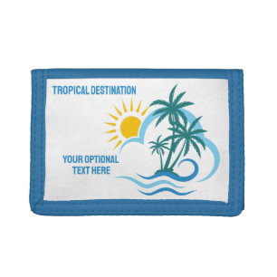 Custom Name & Text Tropical Islands Tri-fold Wallet